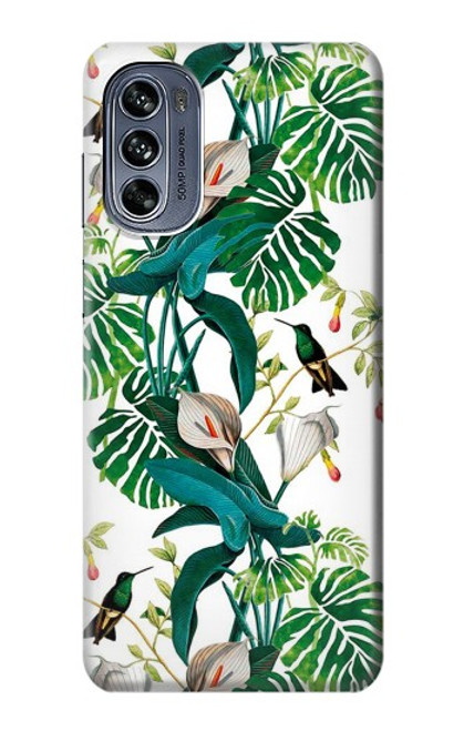 S3697 Oiseaux de la vie des feuilles Etui Coque Housse pour Motorola Moto G62 5G