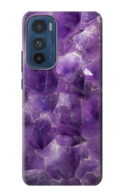 S3713 Graphique violet améthyste à quartz imprimé Etui Coque Housse pour Motorola Edge 30