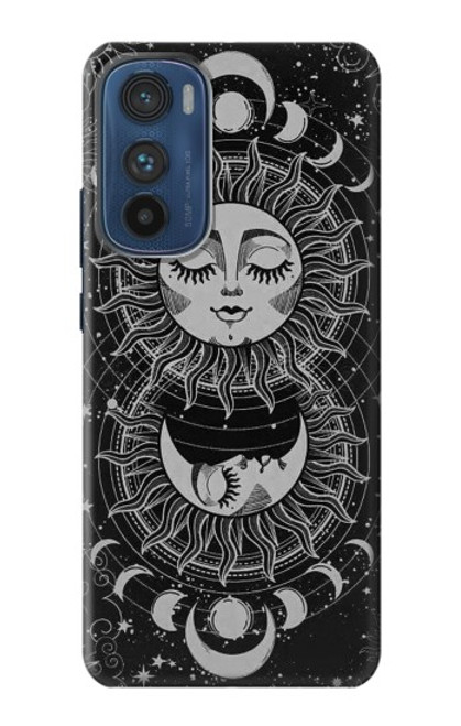 S3854 Visage de soleil mystique Croissant de lune Etui Coque Housse pour Motorola Edge 30