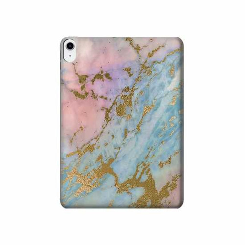 S3717 Imprimé graphique en marbre bleu pastel or rose Etui Coque Housse pour iPad 10.9 (2022)