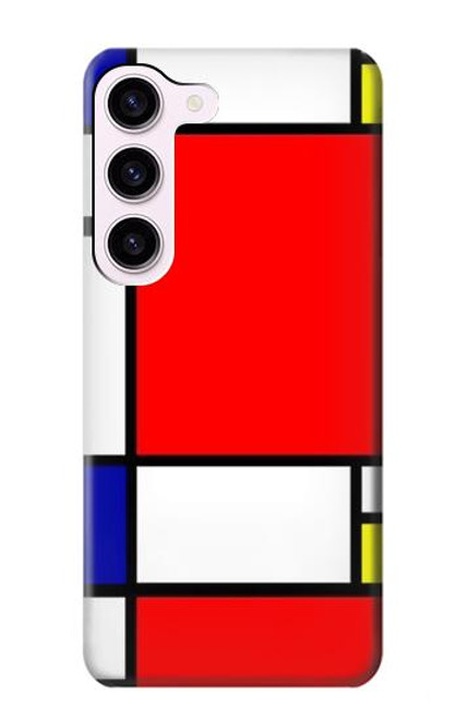 S0157 Composition Rouge Bleu Jaune Etui Coque Housse pour Samsung Galaxy S23