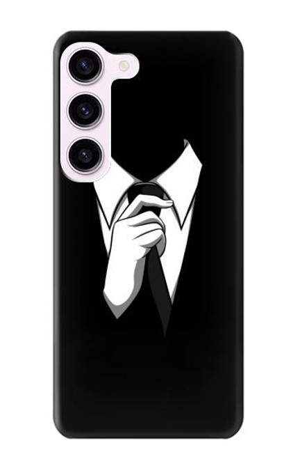 S1591 Anonymous Homme en Costume Noir Etui Coque Housse pour Samsung Galaxy S23