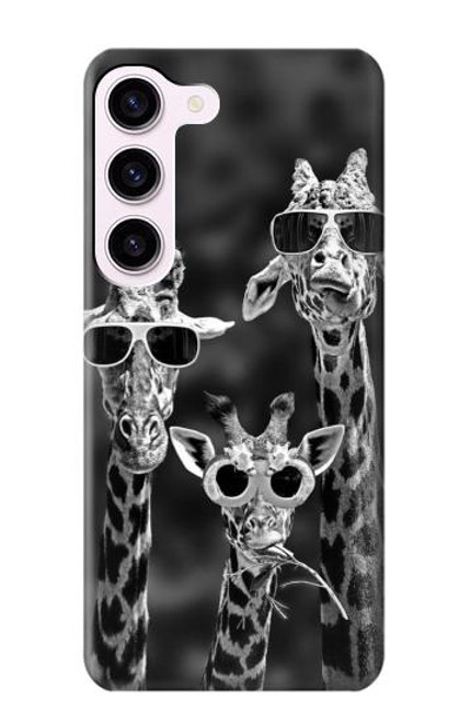 S2327 Girafes avec lunettes de soleil Etui Coque Housse pour Samsung Galaxy S23