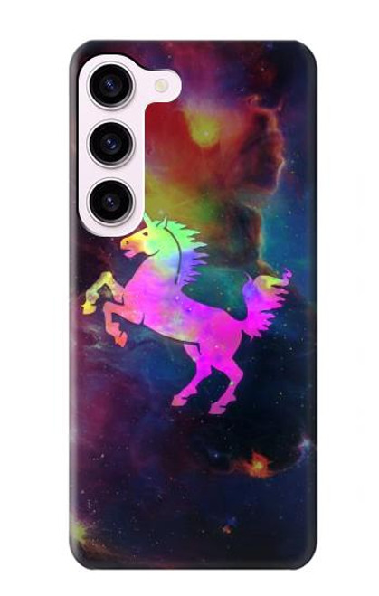 S2486 Arc en ciel espace de nébuleuse Licorne Etui Coque Housse pour Samsung Galaxy S23