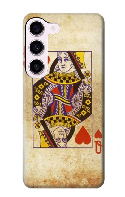 S2833 Poker Carte Coeurs Reine Etui Coque Housse pour Samsung Galaxy S23
