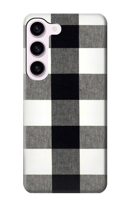 S2842 Noir et blanc Buffle motif de vérification Etui Coque Housse pour Samsung Galaxy S23
