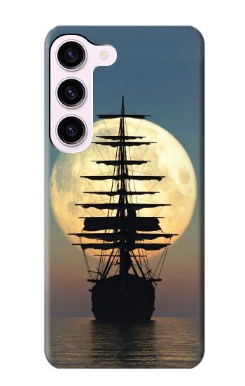 S2897 Pirate Ship Lune Nuit Etui Coque Housse pour Samsung Galaxy S23