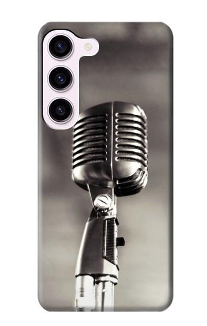 S3495 Microphone millésimé Etui Coque Housse pour Samsung Galaxy S23