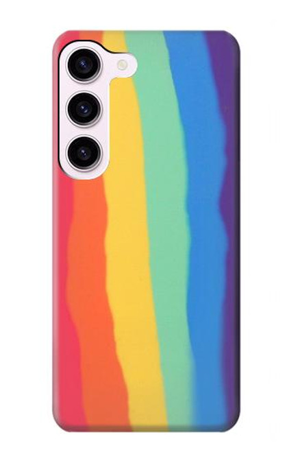 S3799 Arc-en-ciel aquarelle vertical mignon Etui Coque Housse pour Samsung Galaxy S23