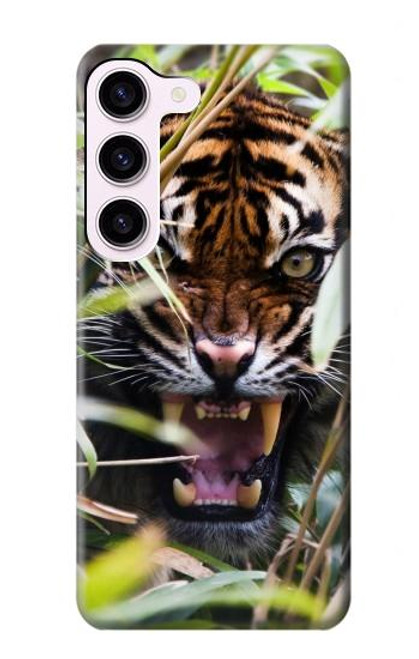 S3838 Tigre du Bengale qui aboie Etui Coque Housse pour Samsung Galaxy S23