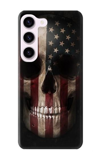 S3850 Crâne de drapeau américain Etui Coque Housse pour Samsung Galaxy S23