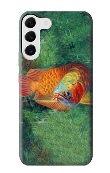 S1157 Rouge Arowana Poisson Etui Coque Housse pour Samsung Galaxy S23 Plus