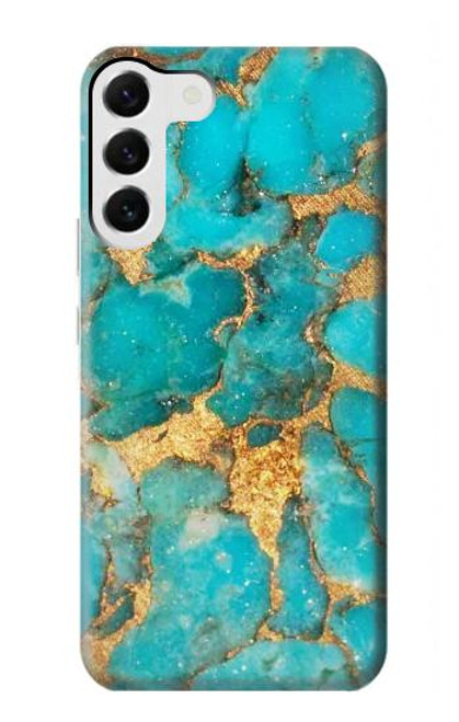 S2906 Aqua Turquoise Pierre Etui Coque Housse pour Samsung Galaxy S23 Plus