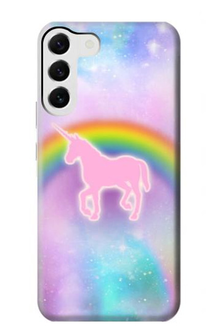 S3070 Arc en ciel pastel ciel Licorne Etui Coque Housse pour Samsung Galaxy S23 Plus