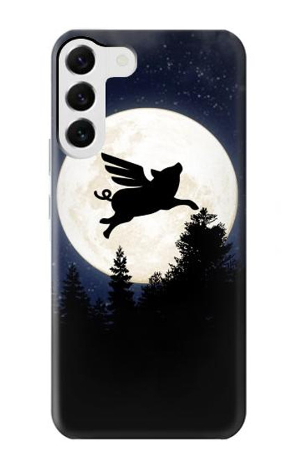 S3289 Cochon Volant Pleine Lune Nuit Etui Coque Housse pour Samsung Galaxy S23 Plus