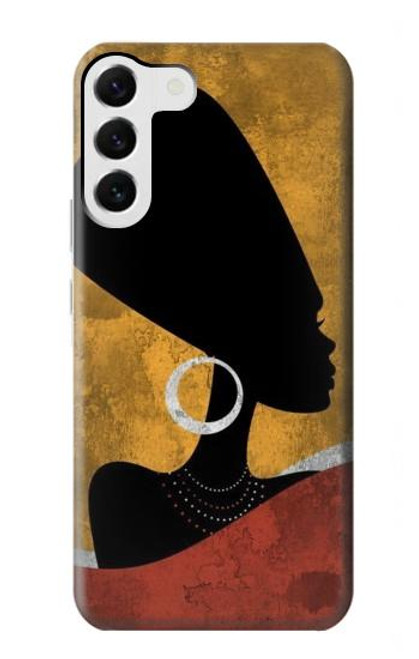 S3453 Africaine Reine Néfertiti Silhouette Etui Coque Housse pour Samsung Galaxy S23 Plus