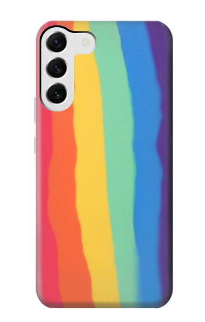 S3799 Arc-en-ciel aquarelle vertical mignon Etui Coque Housse pour Samsung Galaxy S23 Plus