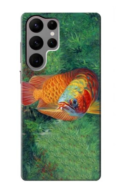 S1157 Rouge Arowana Poisson Etui Coque Housse pour Samsung Galaxy S23 Ultra