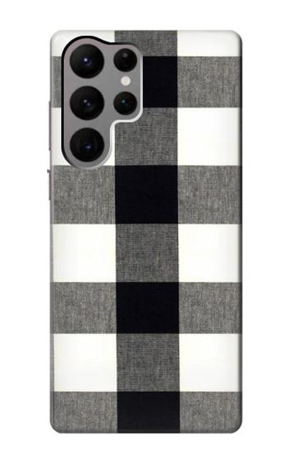 S2842 Noir et blanc Buffle motif de vérification Etui Coque Housse pour Samsung Galaxy S23 Ultra