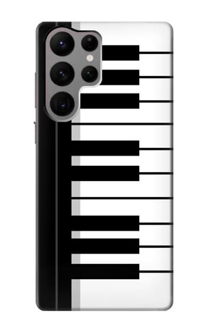 S3078 Noir et blanc Clavier de piano Etui Coque Housse pour Samsung Galaxy S23 Ultra