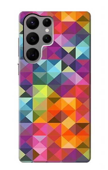 S3477 Motif abstrait de diamant Etui Coque Housse pour Samsung Galaxy S23 Ultra