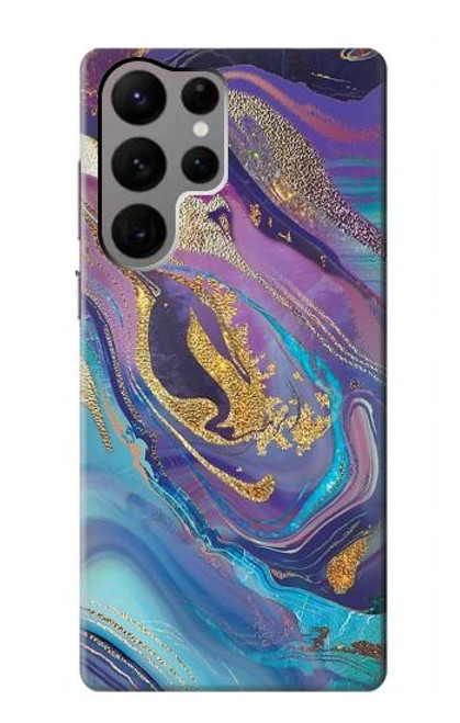 S3676 Pierre de marbre abstraite colorée Etui Coque Housse pour Samsung Galaxy S23 Ultra