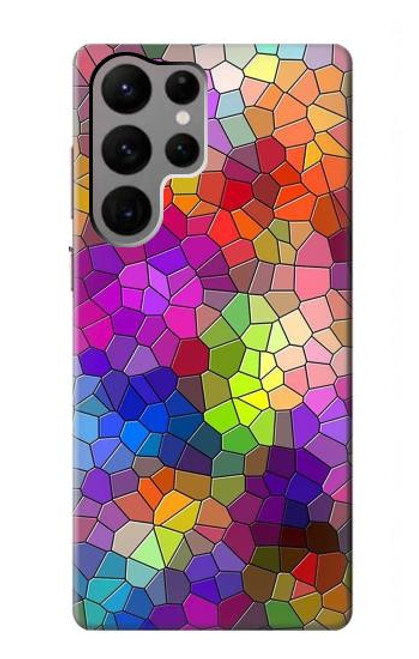 S3677 Mosaïques de briques colorées Etui Coque Housse pour Samsung Galaxy S23 Ultra