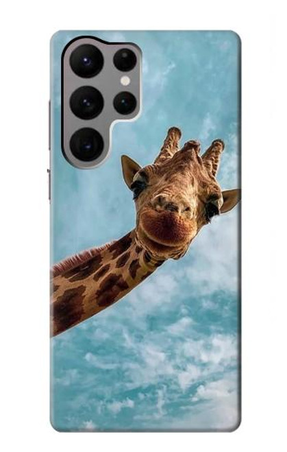 S3680 Girafe de sourire mignon Etui Coque Housse pour Samsung Galaxy S23 Ultra