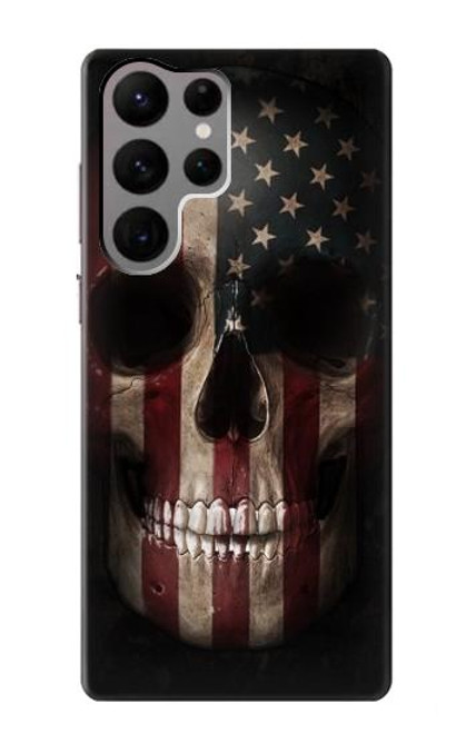 S3850 Crâne de drapeau américain Etui Coque Housse pour Samsung Galaxy S23 Ultra