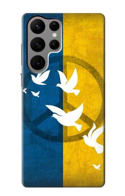 S3857 Colombe de la paix drapeau ukrainien Etui Coque Housse pour Samsung Galaxy S23 Ultra