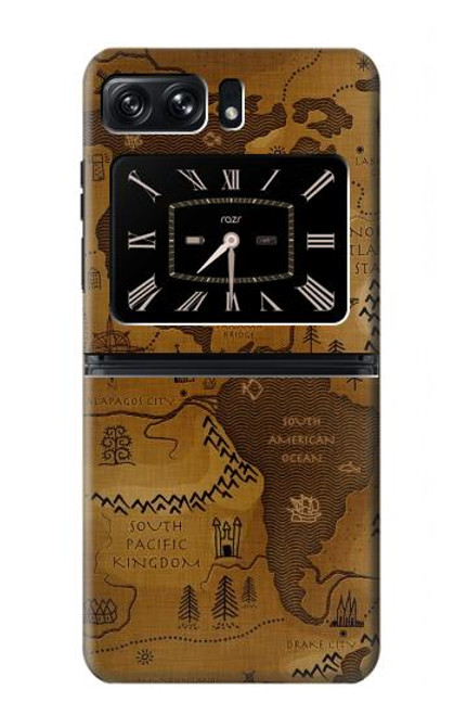 S2861 Carte antique du monde Etui Coque Housse pour Motorola Moto Razr 2022