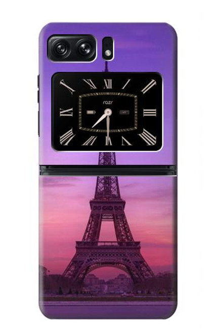 S3447 Paris Eiffel Le coucher du soleil Etui Coque Housse pour Motorola Moto Razr 2022