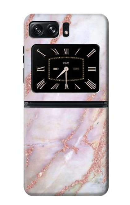S3482 Imprimer Graphique marbre rose Etui Coque Housse pour Motorola Moto Razr 2022