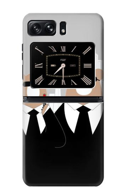 S3557 Ours en Costume Noir Etui Coque Housse pour Motorola Moto Razr 2022