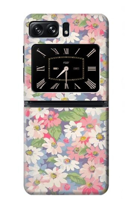 S3688 Motif d'art floral floral Etui Coque Housse pour Motorola Moto Razr 2022