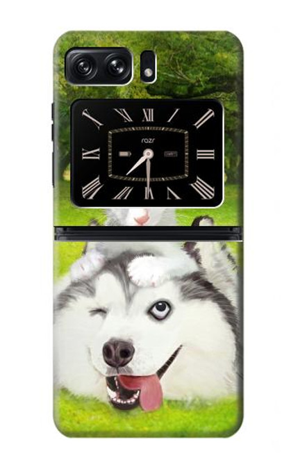 S3795 Peinture Husky Sibérien Ludique Chaton Grincheux Etui Coque Housse pour Motorola Moto Razr 2022