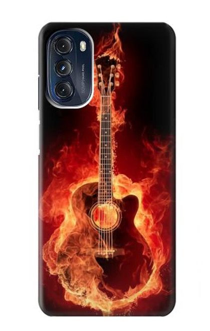 S0415 Graver guitare feu Etui Coque Housse pour Motorola Moto G 5G (2023)