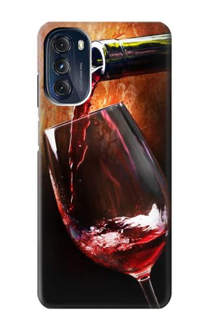 S2396 Rouge Bouteille de vin et le verre Etui Coque Housse pour Motorola Moto G 5G (2023)