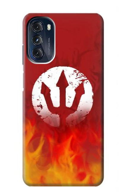 S2803 Feu Rouge Diable Lance Symbole Etui Coque Housse pour Motorola Moto G 5G (2023)