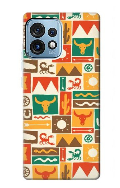 S1873 Motif de l'Ouest Etui Coque Housse pour Motorola Edge+ (2023), X40, X40 Pro, Edge 40 Pro