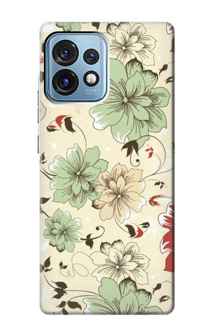 S2179 Motif Fleur Floral Art Millésime Etui Coque Housse pour Motorola Edge+ (2023), X40, X40 Pro, Edge 40 Pro