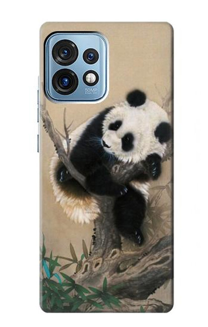 S2210 Peinture Art Panda Fluffy Etui Coque Housse pour Motorola Edge+ (2023), X40, X40 Pro, Edge 40 Pro