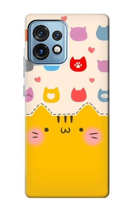 S2442 Chat mignon drôle Dessin animé Etui Coque Housse pour Motorola Edge+ (2023), X40, X40 Pro, Edge 40 Pro