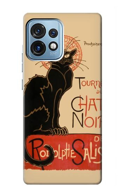 S2739 Chat Noir Noir Chat Millésime Etui Coque Housse pour Motorola Edge+ (2023), X40, X40 Pro, Edge 40 Pro