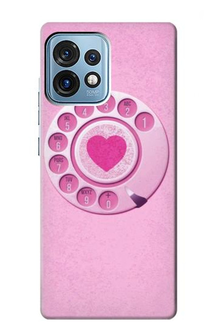 S2847 Rose Rétro téléphone Rotatif Etui Coque Housse pour Motorola Edge+ (2023), X40, X40 Pro, Edge 40 Pro