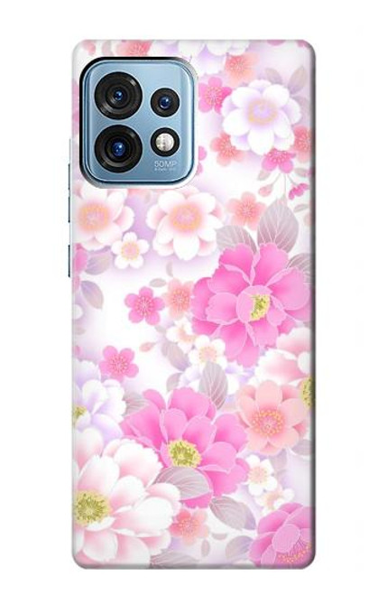 S3036 Flore de fleur rose douce Etui Coque Housse pour Motorola Edge+ (2023), X40, X40 Pro, Edge 40 Pro