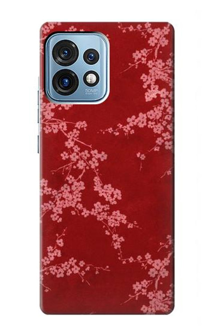 S3817 Motif de fleurs de cerisier floral rouge Etui Coque Housse pour Motorola Edge+ (2023), X40, X40 Pro, Edge 40 Pro