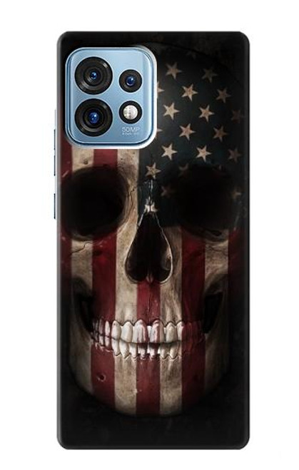 S3850 Crâne de drapeau américain Etui Coque Housse pour Motorola Edge+ (2023), X40, X40 Pro, Edge 40 Pro