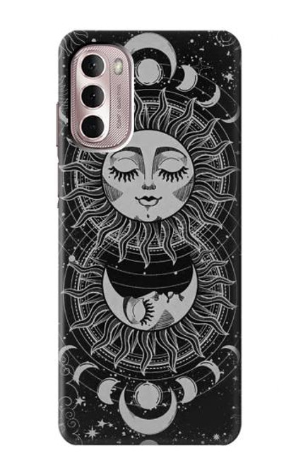 S3854 Visage de soleil mystique Croissant de lune Etui Coque Housse pour Motorola Moto G Stylus 4G (2022)