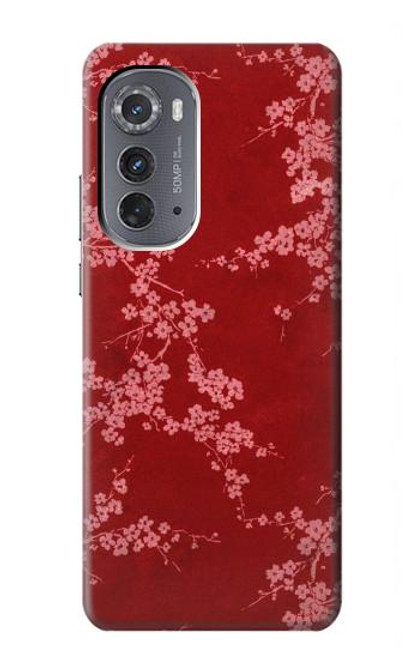 S3817 Motif de fleurs de cerisier floral rouge Etui Coque Housse pour Motorola Edge (2022)